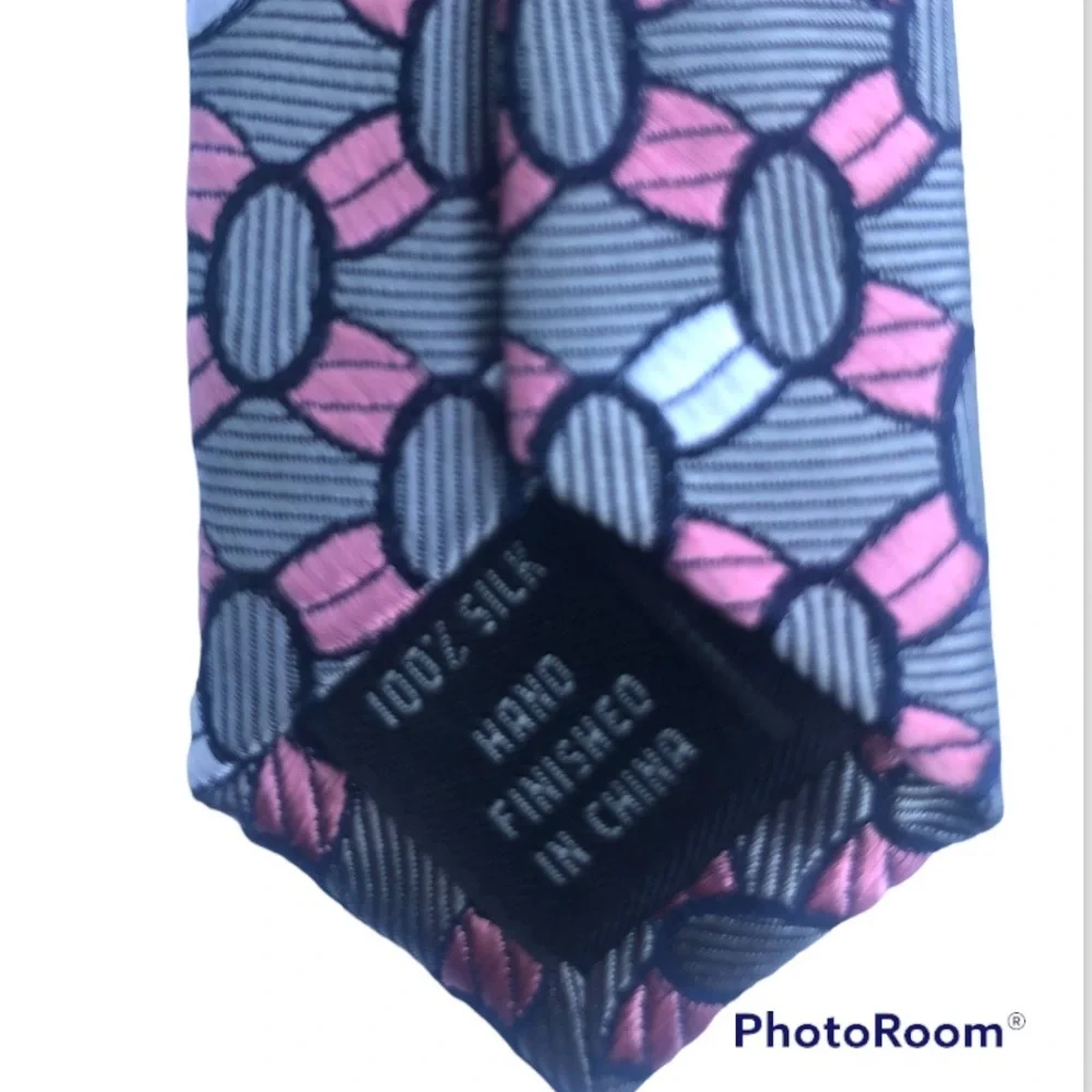 Pink Gray Geometric Tie